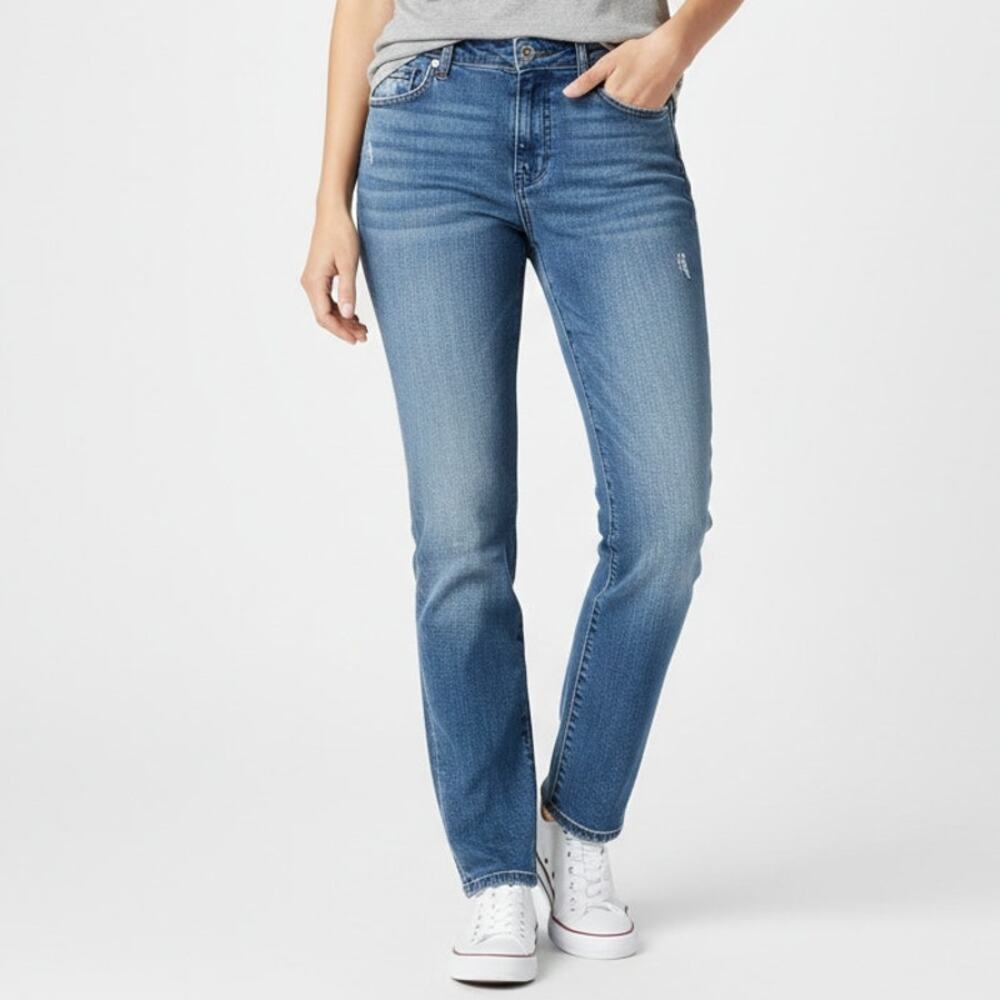 Kut From The Kloth Distressed Mid Rise Boyfriend Jeans Womens Size 10 Blue Denim - Picture 1 of 9